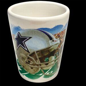 Vintage Dallas Cowboys Lone Star Football Helmet Shot Glass Ceramic Graphic